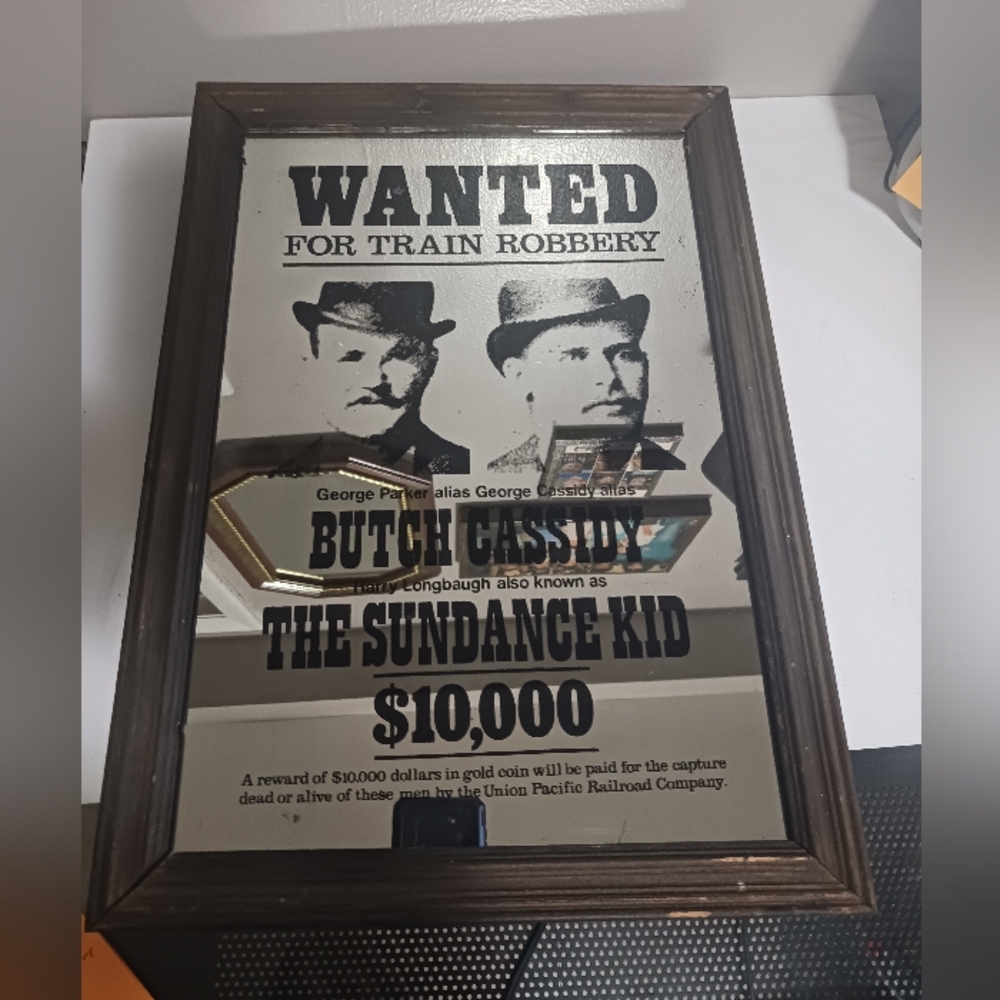 Super rare vintage '70s England Butch Cassidy and Sundance Kid wanted mirror pos